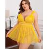 image:imageAvidlove Plus Size Lingeire for women Lace Babydoll Mesh Chemise Sexy Nightwear Sheer Nightie with Lace Up Bows L4XLYellow
