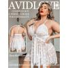 image:imageAvidlove Plus Size Lingerie Lace Babydoll Womens Teddy Chemise V Neck Nighty Mesh Sleepwear Front Slit NightdressBridal White