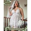 image:imageAvidlove Plus Size Lingerie Lace Babydoll Womens Teddy Chemise V Neck Nighty Mesh Sleepwear Front Slit NightdressBridal White