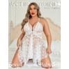 image:imageAvidlove Plus Size Lingerie Lace Babydoll Womens Teddy Chemise V Neck Nighty Mesh Sleepwear Front Slit NightdressBridal White