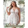 image:imageAvidlove Plus Size Lingerie Lace Babydoll Womens Teddy Chemise V Neck Nighty Mesh Sleepwear Front Slit NightdressBridal White