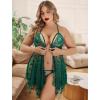 image:imageAvidlove Plus Size Lingerie Lace Babydoll Womens Teddy Chemise V Neck Nighty Mesh Sleepwear Front Slit NightdressGreen
