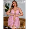 image:imageAvidlove Plus Size Lingerie Lace Babydoll Womens Teddy Chemise V Neck Nighty Mesh Sleepwear Front Slit NightdressPink