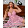 image:imageAvidlove Plus Size Lingerie Lace Babydoll Womens Teddy Chemise V Neck Nighty Mesh Sleepwear Front Slit NightdressPink