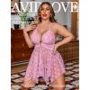 image:imageAvidlove Plus Size Lingerie Lace Babydoll Womens Teddy Chemise V Neck Nighty Mesh Sleepwear Front Slit NightdressPink