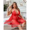 image:imageAvidlove Plus Size Lingerie Lace Babydoll Womens Teddy Chemise V Neck Nighty Mesh Sleepwear Front Slit NightdressRed