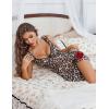 image:imageAvidlove Sexy Bow Split Side Ruffle Mesh Babydoll Lingerie Dress with Thong 2 PieceLeopard Print
