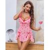 image:imageAvidlove Sexy Bow Split Side Ruffle Mesh Babydoll Lingerie Dress with Thong 2 PiecePink Love Heart