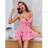 image:imageAvidlove Sexy Bow Split Side Ruffle Mesh Babydoll Lingerie Dress with Thong 2 PiecePink Love Heart