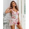 image:imageAvidlove Sexy Bow Split Side Ruffle Mesh Babydoll Lingerie Dress with Thong 2 PieceWhite Flower