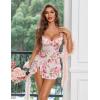 image:imageAvidlove Sexy Bow Split Side Ruffle Mesh Babydoll Lingerie Dress with Thong 2 PieceWhite Flower