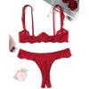 image:imageAvidlove Sexy Lingerie Set for Women Lace Bra and Panty Sets Underwire Push Up Lace Lingerie Set XSXXLWine Red