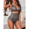 image:imageAvidlove Sexy Lingerie for Women High Waist Bra and Panty Set Strappy Babydoll BodysuitDull Gray