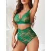 image:imageAvidlove Sexy Lingerie for Women High Waist Bra and Panty Set Strappy Babydoll BodysuitJade Green