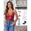 image:imageAvidlove Sexy Lingerie for Women Lace Babydoll Bodysuit V Neck Sleepwear One Piece Lingerie setDark Red