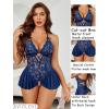 image:imageAvidlove Sexy Lingerie for Women Lace Babydoll Bodysuit V Neck Sleepwear One Piece Lingerie setNavy Blue