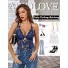 image:imageAvidlove Sexy Lingerie for Women Lace Babydoll Bodysuit V Neck Sleepwear One Piece Lingerie setNavy Blue