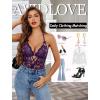 image:imageAvidlove Sexy Lingerie for Women Lace Babydoll Bodysuit V Neck Sleepwear One Piece Lingerie setPurple