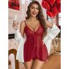image:imageAvidlove Sexy Lingerie for Women Lace Babydoll Lingerie Dress Boudoir Lingerie VNeck Front Open Ruffle ChemiseBurgundy