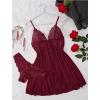 image:imageAvidlove Sexy Lingerie for Women Lace Babydoll Lingerie Dress Boudoir Lingerie VNeck Front Open Ruffle ChemiseDark Red