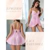 image:imageAvidlove Sexy Lingerie for Women Lace Babydoll Lingerie Dress Boudoir Lingerie VNeck Front Open Ruffle ChemisePink