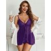 image:imageAvidlove Sexy Lingerie for Women Lace Babydoll Lingerie Dress Boudoir Lingerie VNeck Front Open Ruffle ChemisePurple
