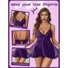 image:imageAvidlove Sexy Lingerie for Women Lace Babydoll Lingerie Dress Boudoir Lingerie VNeck Front Open Ruffle ChemisePurple
