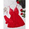 image:imageAvidlove Sexy Lingerie for Women Lace Babydoll Lingerie Dress Boudoir Lingerie VNeck Front Open Ruffle ChemiseRed