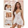 image:imageAvidlove Sexy Lingerie for Women Lace Babydoll Lingerie Dress Boudoir Lingerie VNeck Front Open Ruffle ChemiseWhite