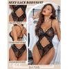image:imageAvidlove Sexy Lingerie for Women Lace Teddy One Piece Cross Strap Bodysuit LingerieBlack
