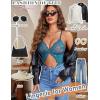 image:imageAvidlove Sexy Lingerie for Women Lace Teddy One Piece Cross Strap Bodysuit LingerieBlue Green