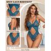 image:imageAvidlove Sexy Lingerie for Women Lace Teddy One Piece Cross Strap Bodysuit LingerieBlue Green