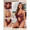 image:imageAvidlove Sexy Lingerie for Women Lace Teddy One Piece Cross Strap Bodysuit LingerieDark Red