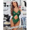 image:imageAvidlove Sexy Lingerie for Women Lace Teddy One Piece Cross Strap Bodysuit LingerieGreen
