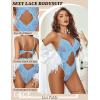 image:imageAvidlove Sexy Lingerie for Women Lace Teddy One Piece Cross Strap Bodysuit LingerieLight Blue