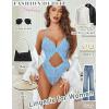 image:imageAvidlove Sexy Lingerie for Women Lace Teddy One Piece Cross Strap Bodysuit LingerieLight Blue