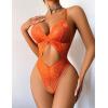 image:imageAvidlove Sexy Lingerie for Women Lace Teddy One Piece Cross Strap Bodysuit LingerieOrange