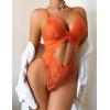 image:imageAvidlove Sexy Lingerie for Women Lace Teddy One Piece Cross Strap Bodysuit LingerieOrange