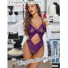 image:imageAvidlove Sexy Lingerie for Women Lace Teddy One Piece Cross Strap Bodysuit LingeriePurple