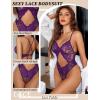 image:imageAvidlove Sexy Lingerie for Women Lace Teddy One Piece Cross Strap Bodysuit LingeriePurple