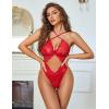 image:imageAvidlove Sexy Lingerie for Women Lace Teddy One Piece Cross Strap Bodysuit LingerieRed