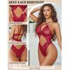 image:imageAvidlove Sexy Lingerie for Women Lace Teddy One Piece Cross Strap Bodysuit LingerieWine Red