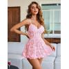 image:imageAvidlove Sexy Open Back V Neck Floral Lace Wireless Babydoll Lingerie Dress Set with Thong 2 PiecePink