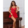 image:imageAvidlove Sexy Open Back V Neck Floral Lace Wireless Babydoll Lingerie Dress Set with Thong 2 PieceRed