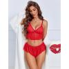 image:imageAvidlove Sexy Pajamas for Women Set Sheer Lingerie Set 2 Piece Mesh Cami Shorts NightwearChristmas Red