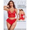 image:imageAvidlove Sexy Pajamas for Women Set Sheer Lingerie Set 2 Piece Mesh Cami Shorts NightwearChristmas Red