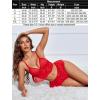 image:imageAvidlove Sexy Pajamas for Women Set Sheer Lingerie Set 2 Piece Mesh Cami Shorts NightwearChristmas Red