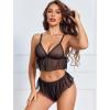 image:imageAvidlove Sexy Pajamas for Women Set Sheer Lingerie Set 2 Piece Mesh Cami Shorts NightwearDull Black