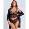 image:imageAvidlove Sexy Pajamas for Women Set Sheer Lingerie Set 2 Piece Mesh Cami Shorts NightwearDull Black