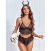 image:imageAvidlove Sexy Pajamas for Women Set Sheer Lingerie Set 2 Piece Mesh Cami Shorts NightwearDull Black